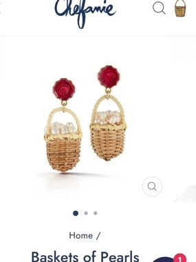 Chefanie Basket of Pearls handmade Earrings in Natural Woven  Basket